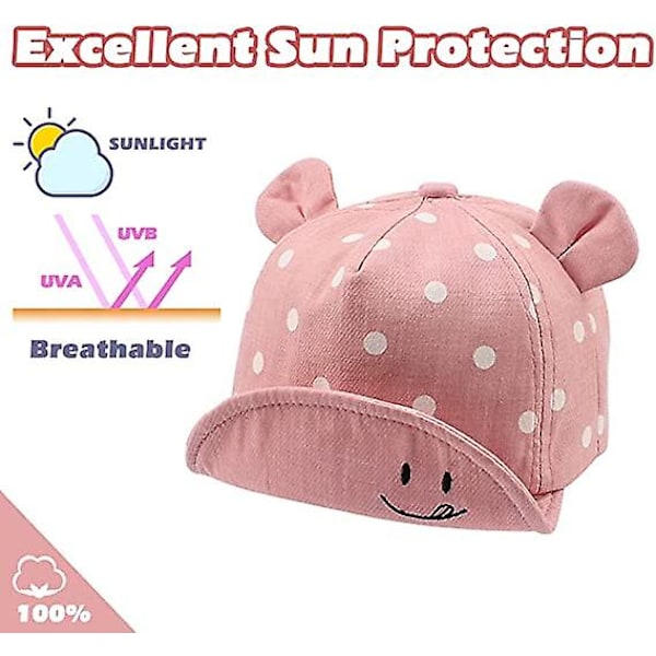 Dww-Rose-Polka Bomull Bb Cap 12 24 Måneder for Jente Gutt Barn Solhatt Justerbar Cap Vår t Høst