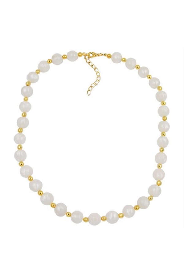 Halsband Pärlor Silkesvitt & Guld 80cm - Gl05868