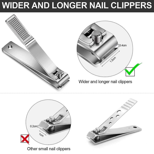 6 delar Stora tånaglar Clippers Rak kant tånaglar Clippers Rostfritt stål Nagelklippare för män kvinnor Tjocka naglar