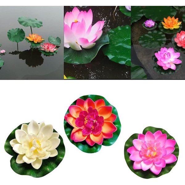 15 stycken simulerade näckrosor, simulerade lotusblad, simulerad lotus, flytande lotus, flytande näckros, flytande lotus simulering F