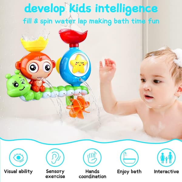Baby badeleker Monkey Vannleker Dusjleker Bathly leke med kopp for babyer
