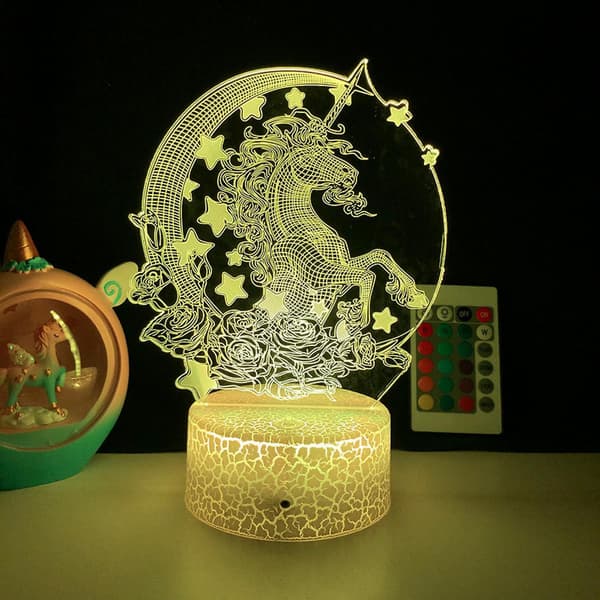 LED nattlys Unicorn-serien 3D illusjonslampe