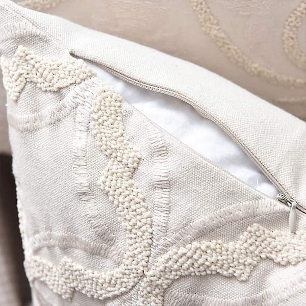 Set med 2 Bomullslinne Broderade Dekorativa Kuddfodral Kuddfodral för Soffa Sovrum Geometrisk Blommönster Kuddfodral 18 x 18 Tum