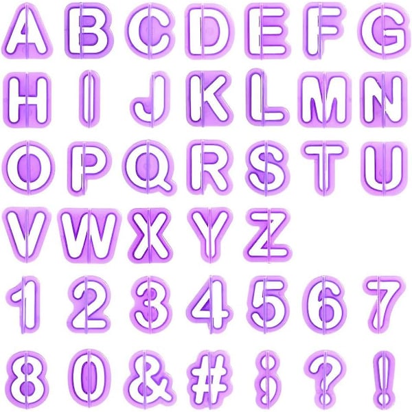 40 st Punctuation Mark Letters Numbers Cutters för Dekoration av Sugarpaste Biscuit Cake