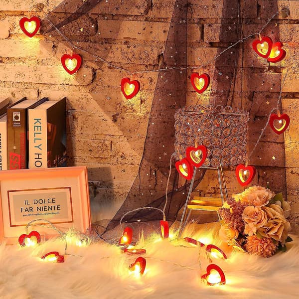 Valentine's Day Hjerteformet LED-lyssnor - 40 Røde Lys