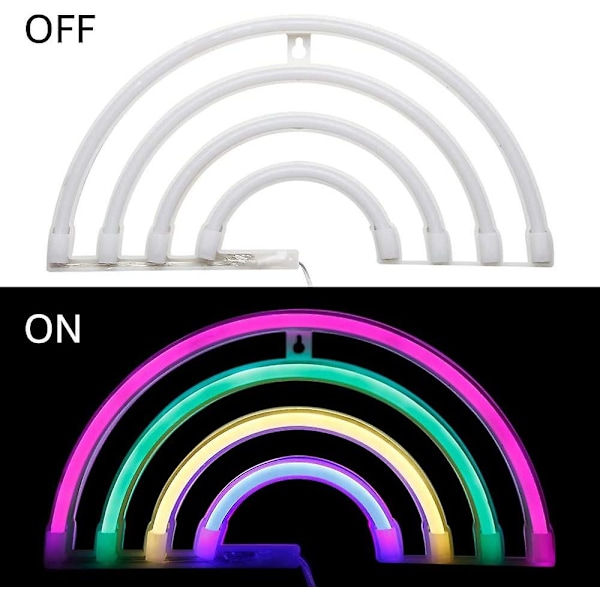 Led søt regnbue neon skilt Usb / batteridrevet Led regnbue nattlys for sovesalinnredning