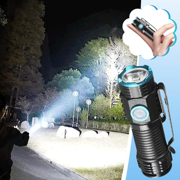 Taskulamppu Led-taskulamppu Mini-taskulamppu, 1000 lumenia, ladattava kompakti LED-taskulamppu klipsulla（B）