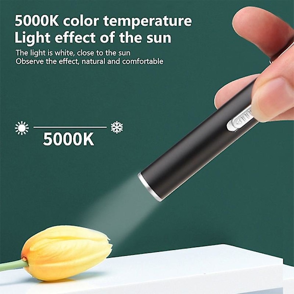 1 stk. USB oppladbar praktisk pennlys Mini dobbel lys lommelykt LED lommelykt med klips