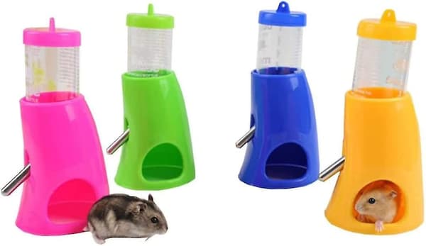 Hamstervattenflaska, 2-i-1 Hamstervattenflaska med nav Plast Automatisk Dricksmatare med Basgömställe för Igelkott Hamster Gerbiler Dvärg