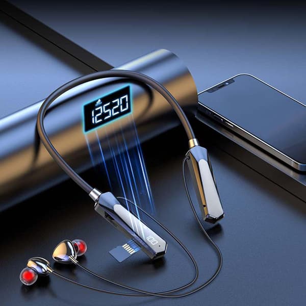 Bluetooth 5.3 Dual-mode Spel/musik Hals Bluetooth Headset Svart Teknologi Intelligent Pedometer Headset