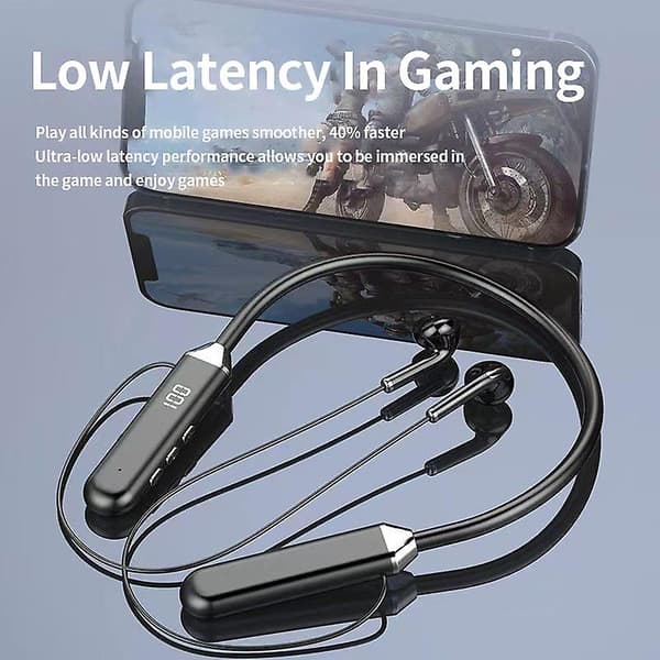 Bluetooth-headset, digital display, Bluetooth 5.2, nakkemontert headset, nakkemontert, magnetisk absorpsjon, semi-in-ear Bluetooth-headset, headset A