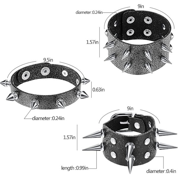 6 stk. Punk Nitte Armbånd Nitter Armbånd Læder Nitter Armbånd Manchet