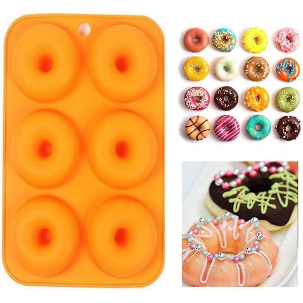 6-hullet silikone donutforme sæt med 2 non-stick bageplade maker bageform