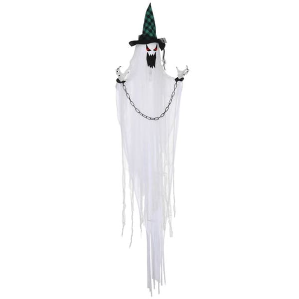 Animert Halloween-spøkelsesdekorasjon 88 x 16 x 204 cm Grønn og hvit med lyder og bevegelse
