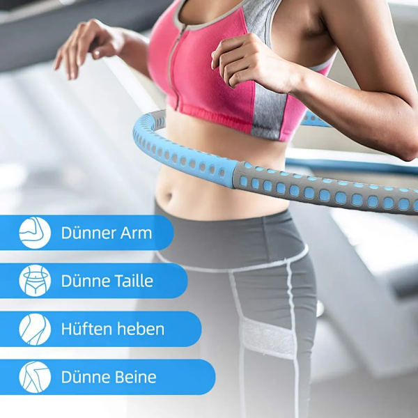 Hula Hoop, Rostfritt Stål 6 Sektioner Avtagbar Hula Hoop, Justerbar Vikt, Blå-Grå