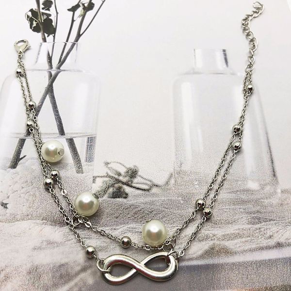 Dww-Kaksoishelmi Figure 8 nilkkakoru, Boho-tyyli nilkkakoru, hopeakoru, naiset ja tytöt