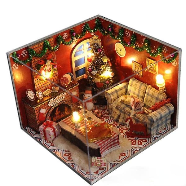 Diy mini dukkehus julestøvdeksel med lys