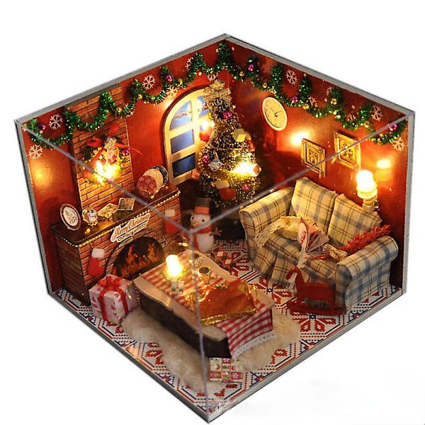 Diy miniatyrdockhus julskydd med ljus