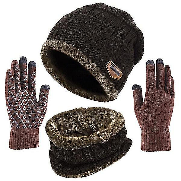 Winter Warm Beanie Scarf Handskar Set Unisex Winter Warm Stickad Beanie Lv  (Style4)