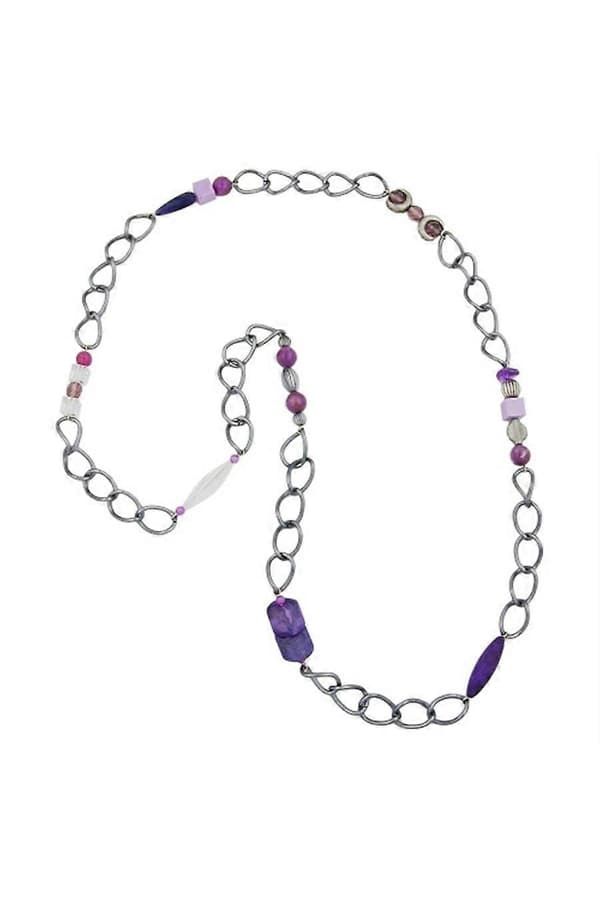 Halsband Lila Pärlor 95cm - Gl02599