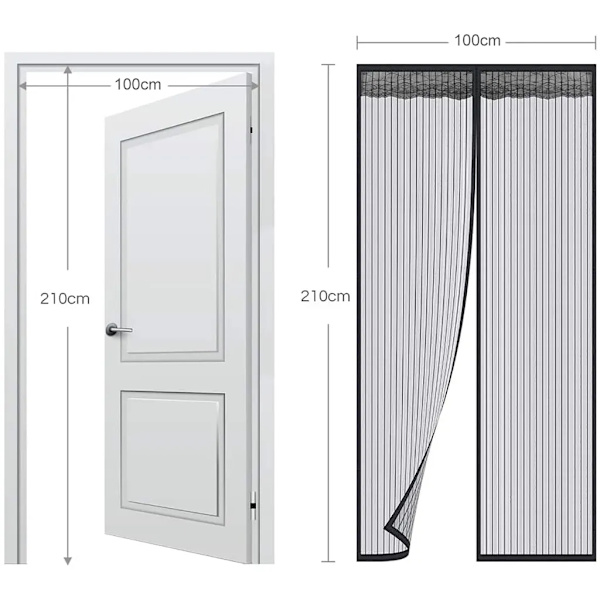 Magnet myggnät dörr balkongdörr 100x210cm myggnät dörr takfönster insektsskydd