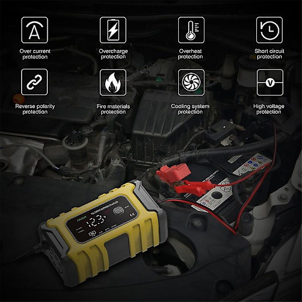 Smart bilbatterioplader Bilbatterioplader Motorcykeloplader Grænseoverskridende automatisk distribution Batteriopladning Med skærmvisning Automatisk bil