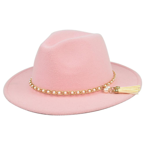 Uld Uld Britisk Jazz Hat Perle Kvast Uld Sort Top Hat Retro Stor Skygge Hat