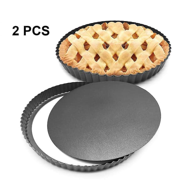 2 stk. 22,4 cm Non-stick Avtakbar Løs Bunn Quiche Terteform, Tertepaiform