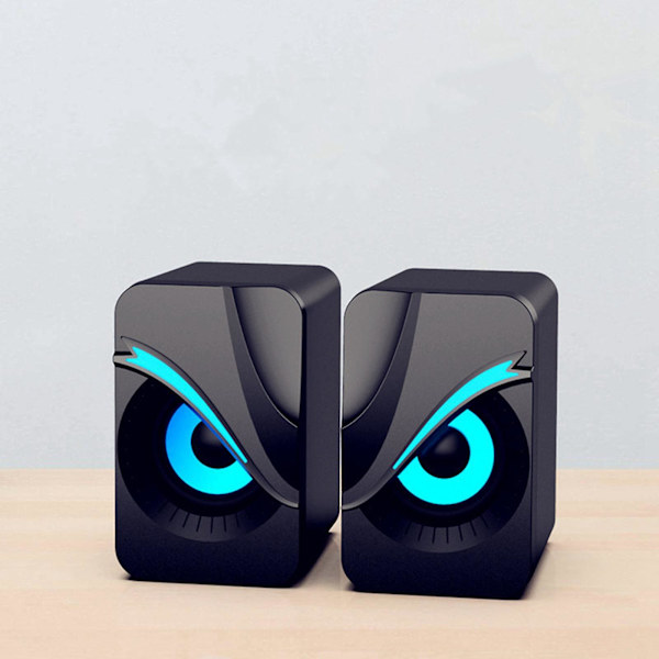 Lysutsendende datamaskin høyttaler USB mobiltelefon bærbar datamaskin skrivebord mini høyttaler Hifi stereolyd kabel subwoofer datamaskin lyd 2 stk