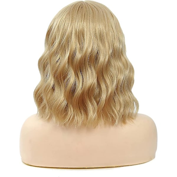 Blond for kvinner kort blond med luftlugg blond krøllete bølgeparykker for kvinner Acsergery gave