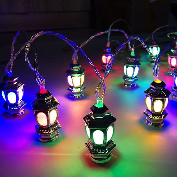 10 LED Ramadan Eids ljusslinga 65 tum 3D oljelampa hemdekor LED ljusslinga inomhus utomhus för hemträdgårdsdekoration (flerfärgad)