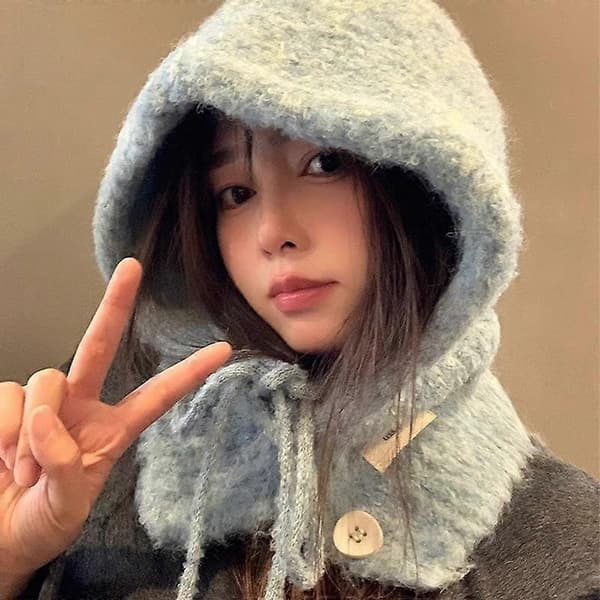 Stilig strikket lue og skjerf-sett for kvinner, varm ørebeskyttelse for høst og vinter Khaki