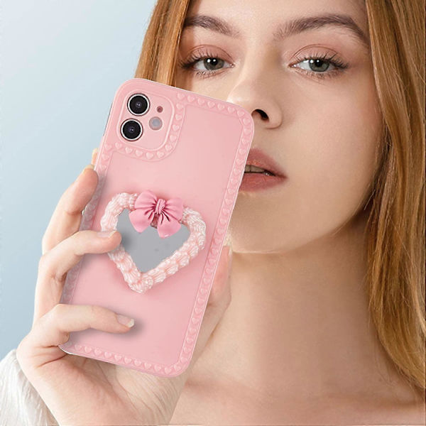 Hjärtformad Spegel iPhone-fodral Kompatibelt med iPhone 11 Lyxigt Fodral för Flickor och Kvinnor Söt Mode Kawaii TPU Silikon Skyddande