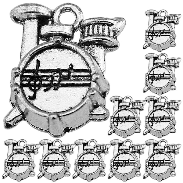 10 stk. tromme charms metal smykker charms nøglering charms halskæde armbånd fremstilling forsyninger（1.6X1.4cm，sølv）