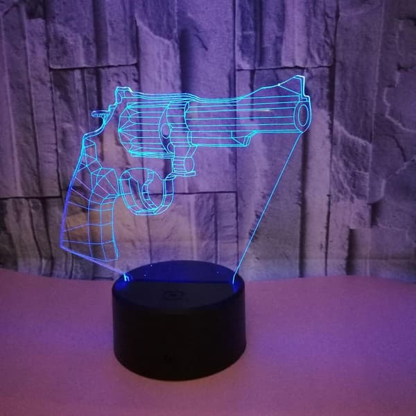 Optisk illusion 3D pistol natlys 16 farver