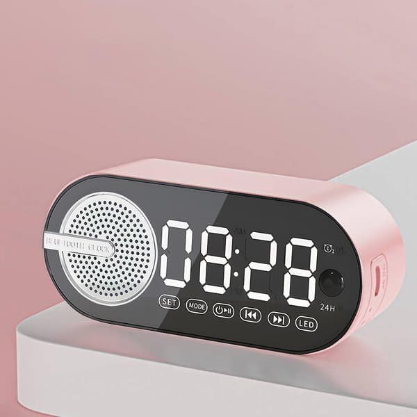 Utsalg Intelligent Sensing Bluetooth Lyd Alarmklokke, Bluetooth Lyd, Blendende Lys, Bærbar Mini Desktop, Hjem Og Utendørs（Rosa）