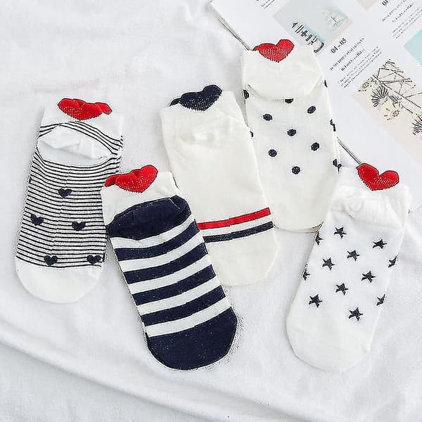 S Cute Socks Fe Socks Striped Boat Socks Heel