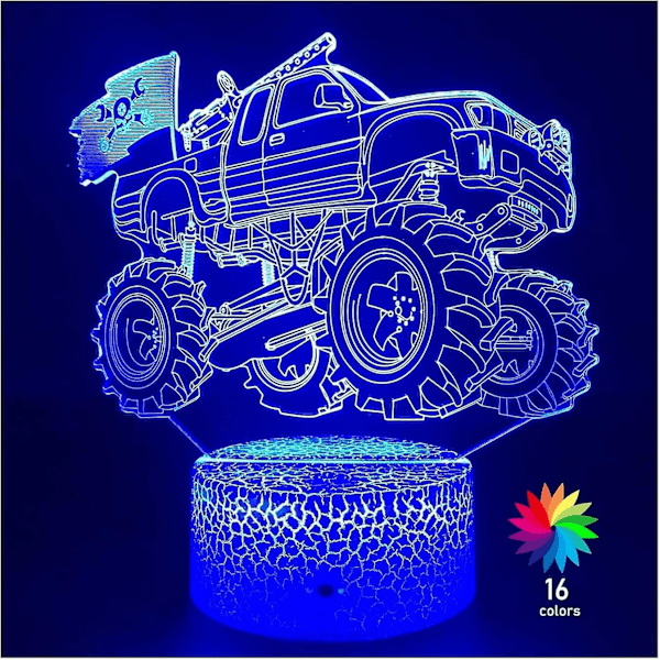Off Road-Fordon 3D Nattlampa LED Visuell Stereoskopisk Lampa USB Skrivbordslampa