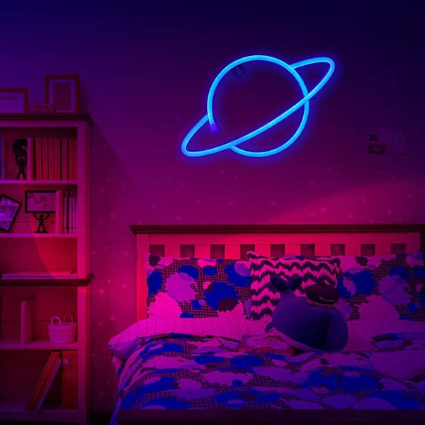 Led Neonskylt Planet Neonljus Moln Blixt Led Vägglampa Väggdekor Batteri/usb-driven