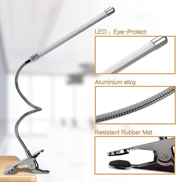 Led skrivebordslampe klemmelampe klips leselampe