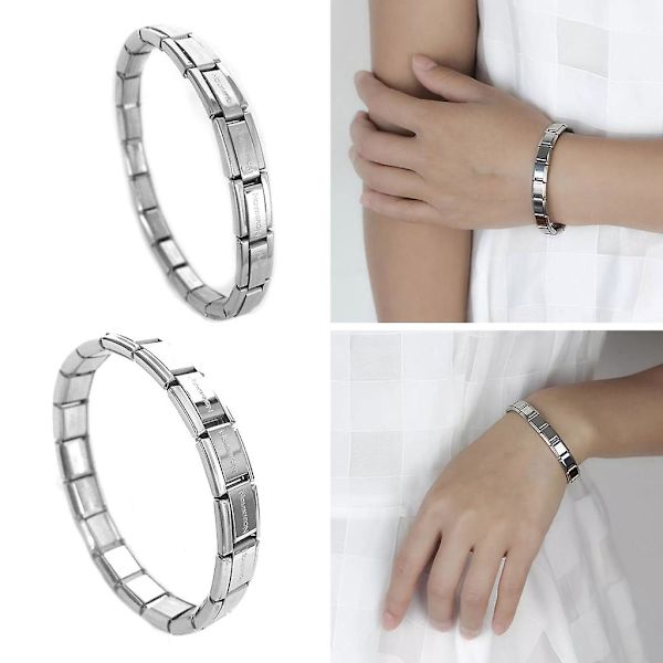 Italiensk armbånd for kvinner håndled punk stil rustfritt stål modulære lenker（9mm bred）