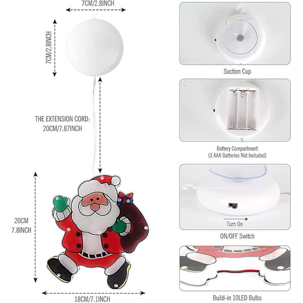 Santa Claus sugekopp LED-lys vindu sugekopp lampe fe lysstreng vindusdekorasjon hengende