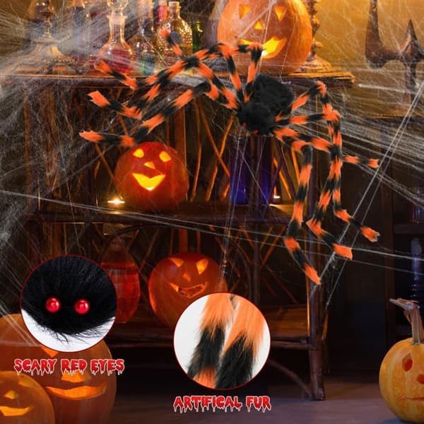 Halloweenpynt - Kæmpeedderkop - 50 tommer - Uhyggelig - Udendørs ENEVAOCT