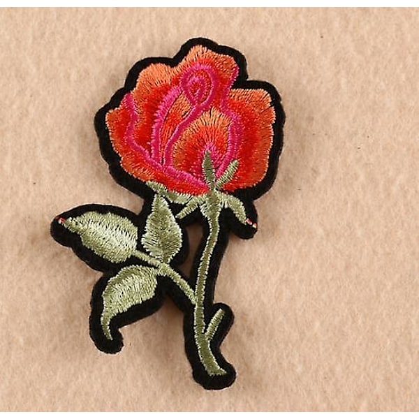 Dww-broderi stryge-på patch, 11 stk. rose blomster stryge-på applikation patches til håndværk, syning, tøj