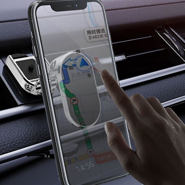 Stark magnetisk hopfällbar hållare magnetisk mobiltelefonhållare för bil stark sugkraft (silver)