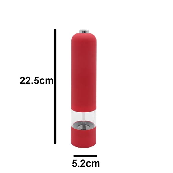Elektrisk salt- och pepparkvarn och ströare, batteridriven med ljus och justerbar, 2-pack (Röd)