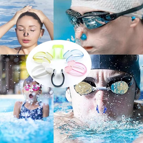 6st simnäsklämma Silikon näsklämma med case Hybrid träningsutrustning 6 färger näsklämma Pool badskydd för barn och vuxna nybörjare