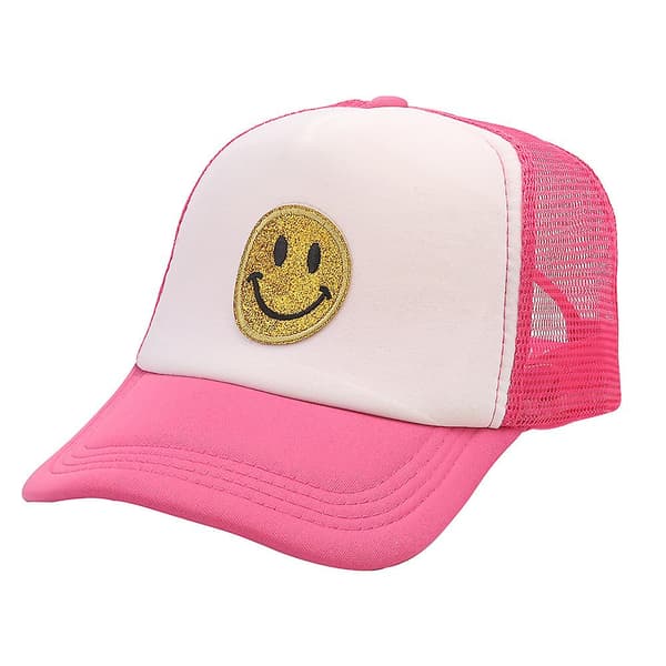 Basebollkeps Smiley, Gul Unisex Glitter Smiley Face Tryck Broderad Hatt