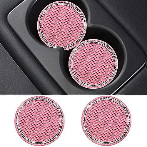 2 st Bling Bilmuggunderlägg, Bling Biltillbehör 2,75 tum (Rosa)