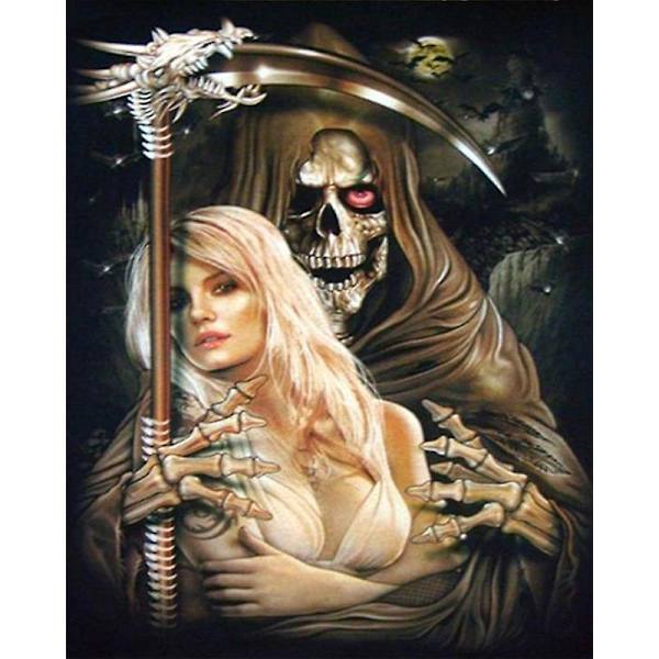 Dww-30x40cm Aikuisille ja lapsille sopiva 5D DIY timanttimaalaussetti - Grim Reaper ja Belle, täydellinen timanttikirjonta askartelu, kristallikankaan timanttimaalaussetti